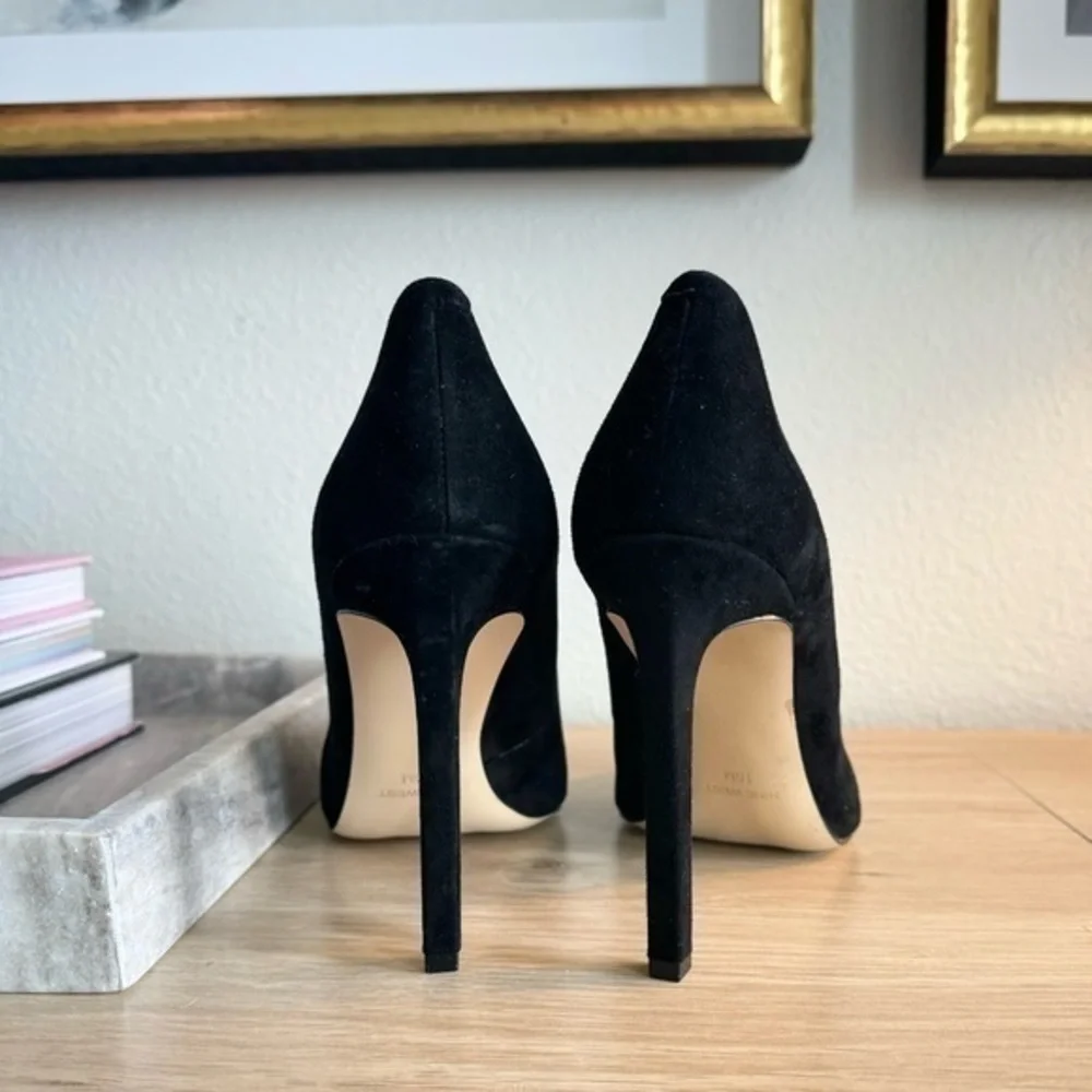 NEW Nine West Tatiana Black Suede Leather Pointy Toe Heels Pumps‎ Size 10